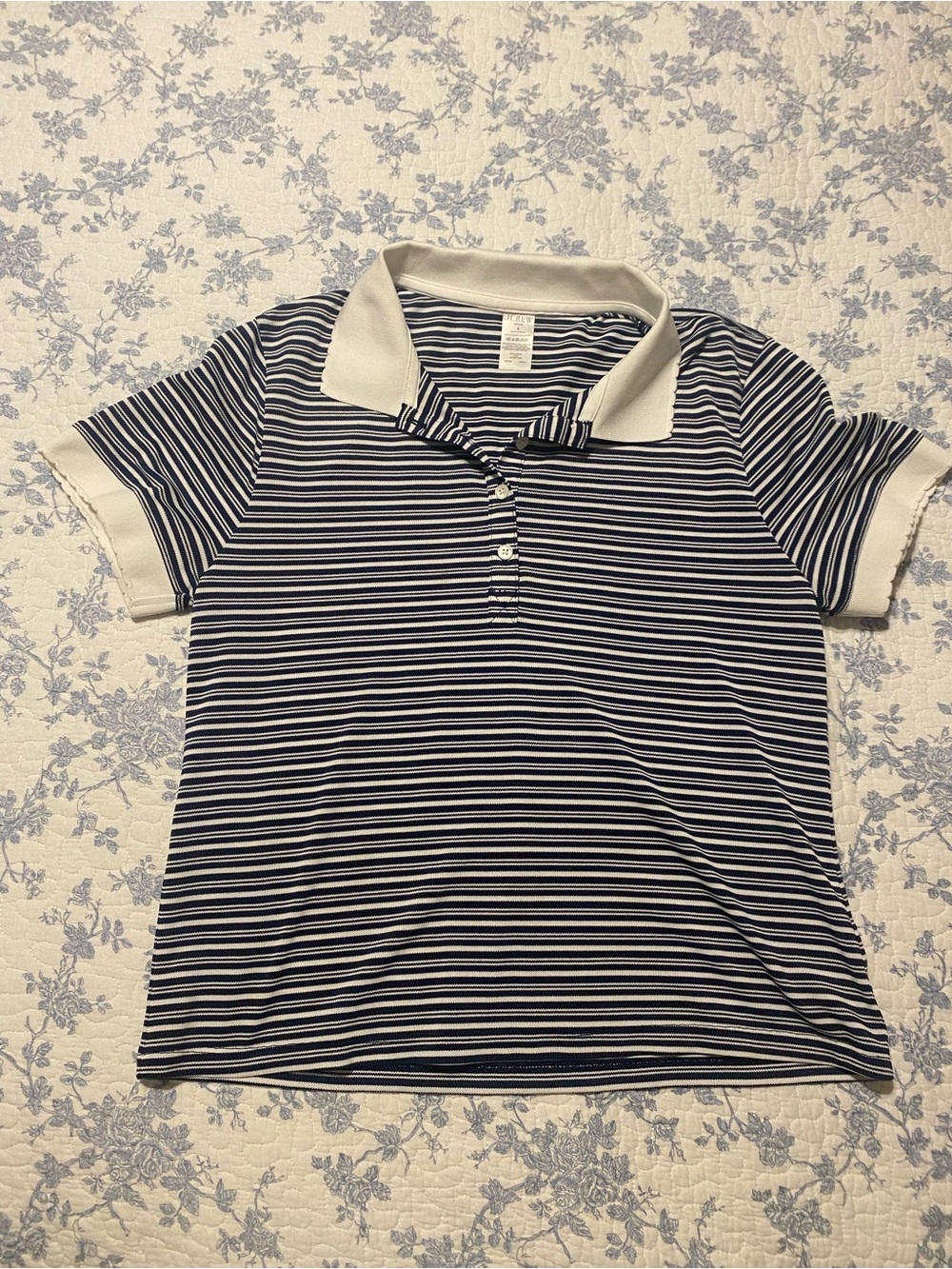 J.Crew Active Polo In Stripe Short Sleeve Top Size Large